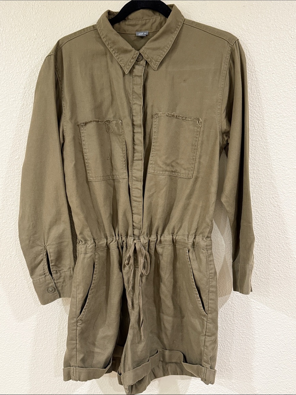 aerie Olive Utility Drawstring Romper